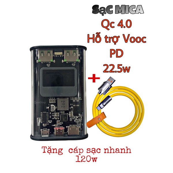 (Giá Tốt) Pin Sạc dự phòng sạc nhanh 22.5w 10.000mah,sạc dự phòng trong suốt,Qc 4.0