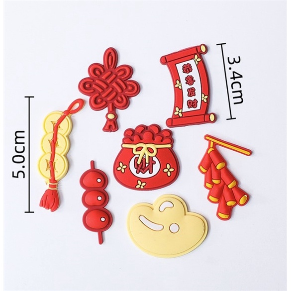 Set trang trí tết silicon 7 món phụ kiện tết