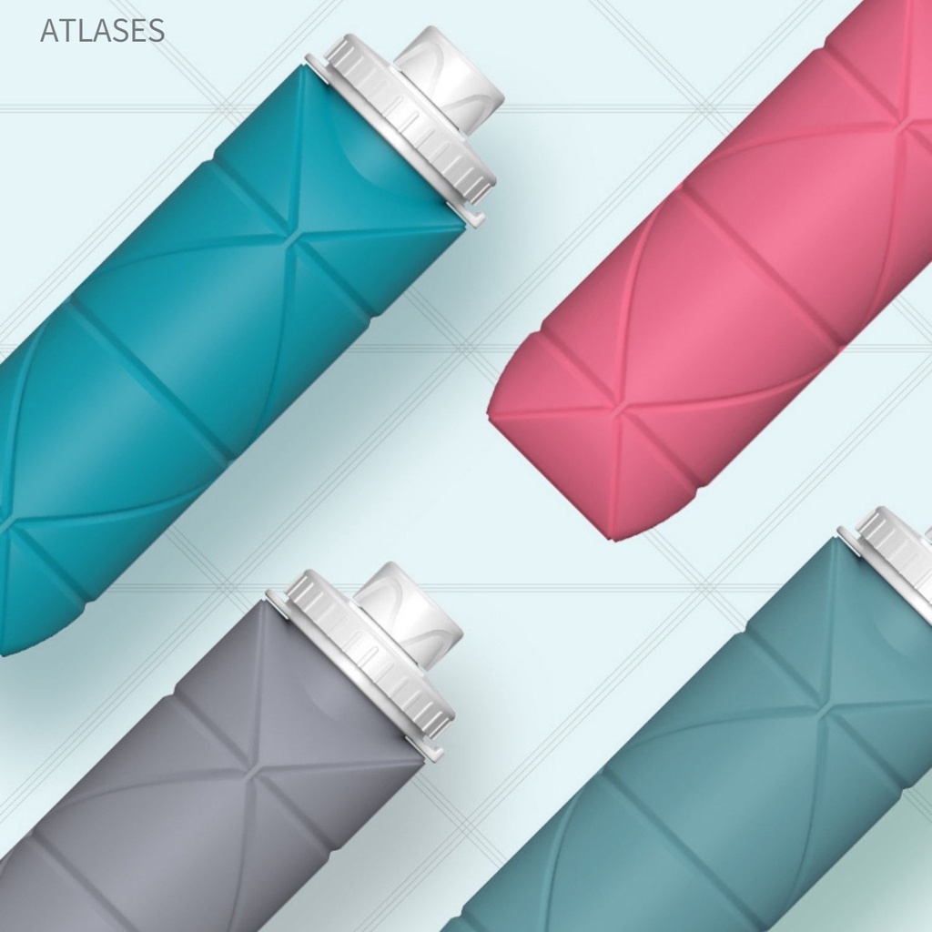 Bình Nước Có Thể Gập Lại Mini Di Động Bằng Silicon Dung Tích Lớn Cho Thao Ngoài Trời Atlases~