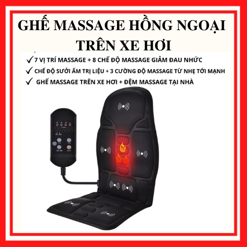 Ghế massage toàn thân trị liệu, ghế massage hồng ngoại trên xe hơi, nệm massage phục hồi sức khỏe giảm đau nhức SET2161