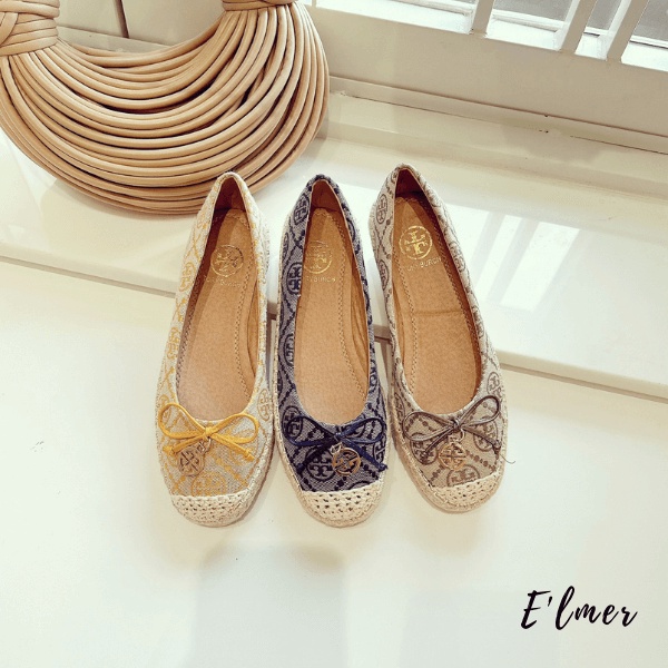 Giày Bệt Nữ Cói Tory Nơ Khóa Charm Elmer