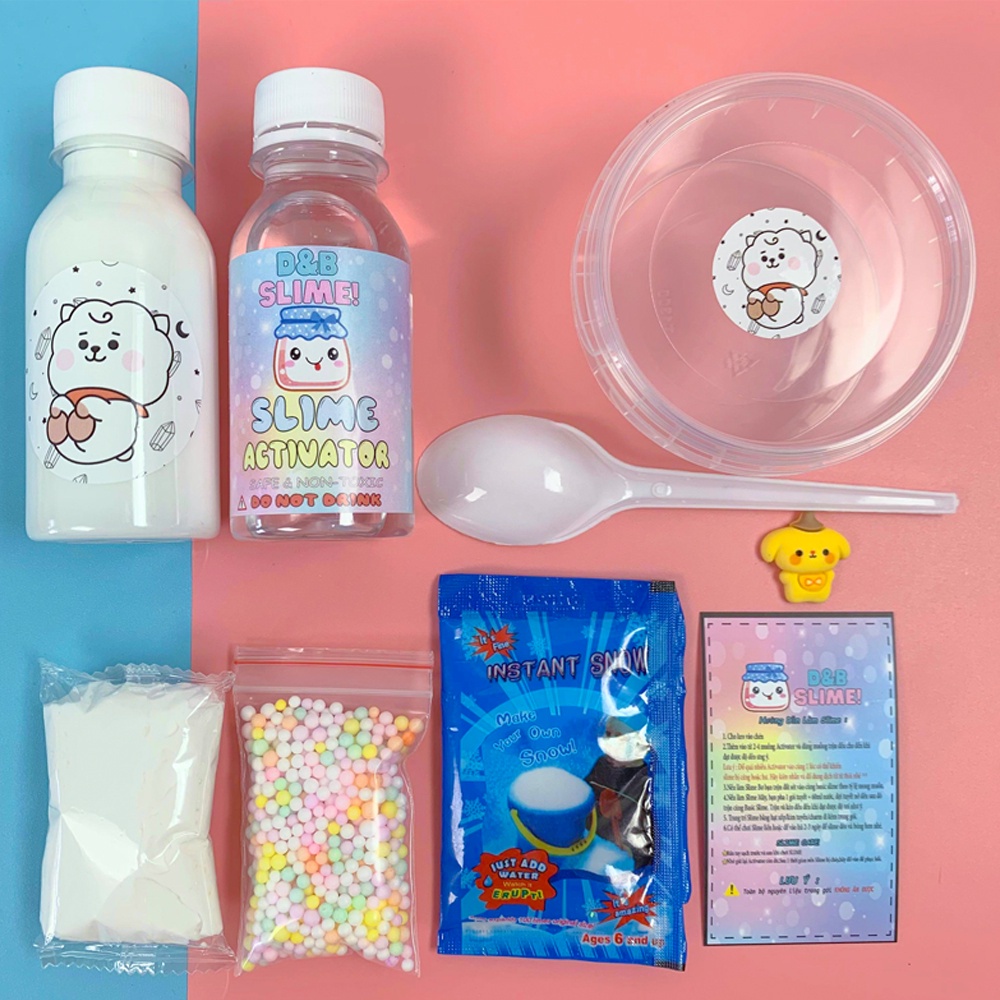 Bộ Kit Làm Slime B-T-S Theo Nhân Vật Yêu Thích - Nguyên Liệu đầy đủ làm Slime Bơ,Slime Mây,Slime Basic