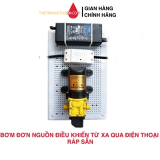 Trọn bộ máy bơm đơn tăng áp 12v sinleader mini kèm biến điện công tắc điện thoại từ xa qua wifi ráp sẵn bảng điện -MHL
