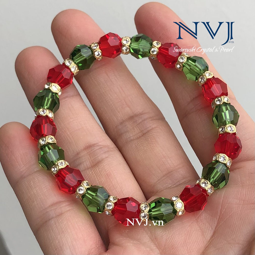 Quà tặng Giáng Sinh Noel cao cấp - vòng tay Swarovski, pha lê Áo, trang sức NVJ, hạt 8ly