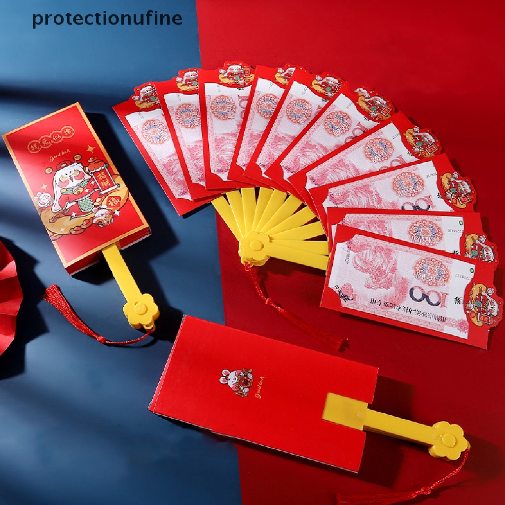 Bao Lì Xì Năm Mới Hình Quạt Màu Đỏ Phong Cách Trung Hoa Cổ Điển PR3VN