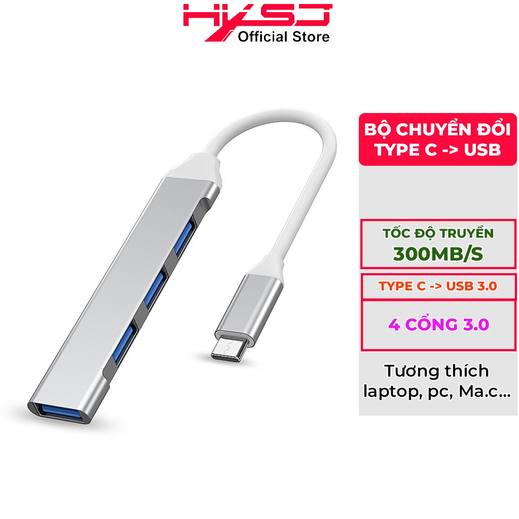 Bộ chuyển đổi TYPE-C sang USB 3.0, cáp chuyển đổi Type-c sang 4 cổng USB tốc độ cao - Hàng chính hãng