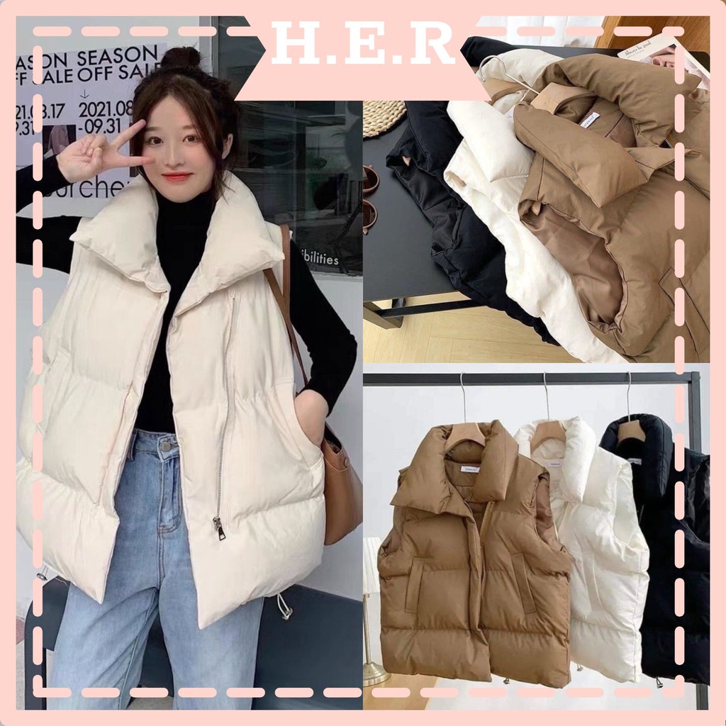 Áo phao gile nữ hàng Quảng Châu FULL SIZE đến 70kg có túi sườn chất nhẹ siêu PHỒNG siêu DÀY DẶN, áo khoác phao gile đẹp