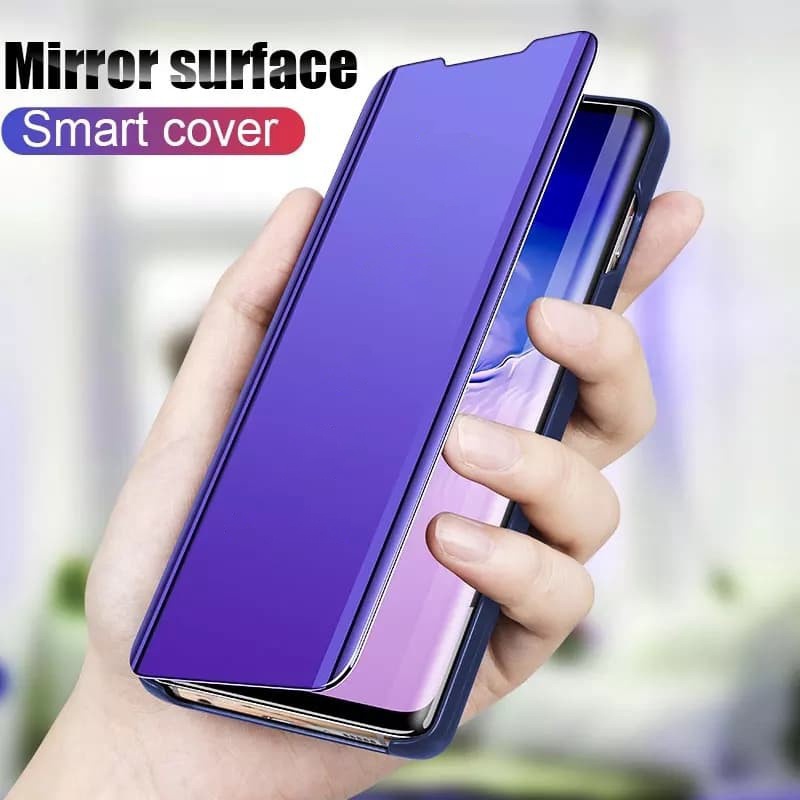 Ốp điện thoại tráng gương có nắp gập giá đỡ chế độ màn hình thông minh phối da cho SAMSUNG C9 PRO A9 PRO