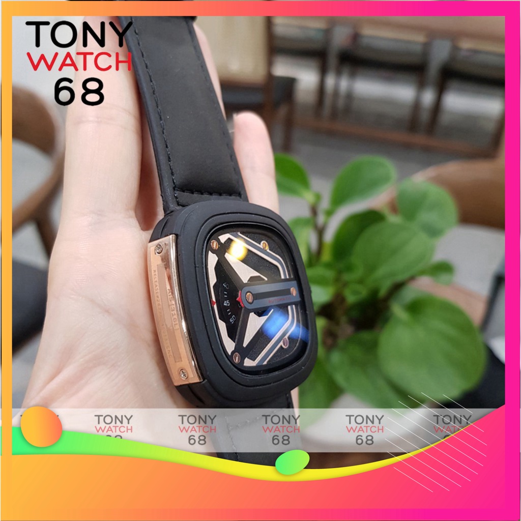 XẢ KHO NGHỈ TẾT Đồng hồ nam Friday mặt vuông dây da kiểu dáng độc lạ chính hãng Tony Watch 68 XẢ KHO NGHỈ TẾT