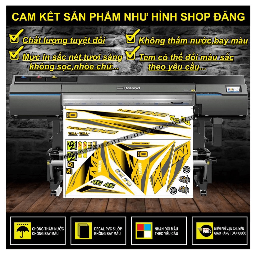 TEM RỜI EXCITER 150 MX PHỐI DÁN XE VÀNG - THU DECAL