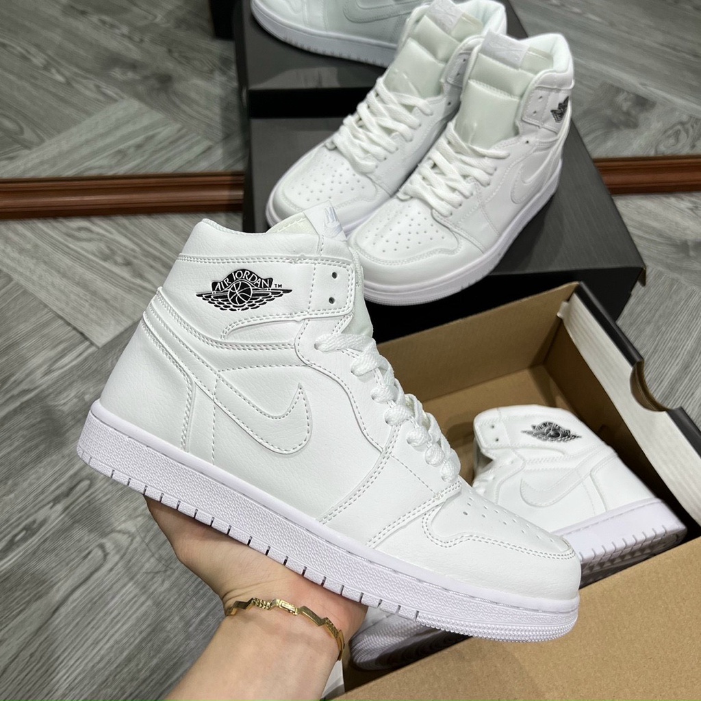 Giày thể thao Sneaker Jordan trắng full cao cổ, giày JD 1 white hight cao cấp mới_tặng kèm hộp bảo vệ