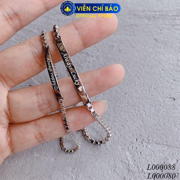 Lắc tay xích vuông khắc chữ nữ chất liệu bạc Thái 925 thời trang phụ kiện trang sức nữ Viễn Chí Bảo L000080-F