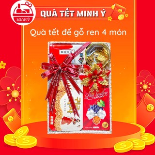 Quà tết đế gỗ ren 4 món nhiều mẫu minh ý - tết 2023
