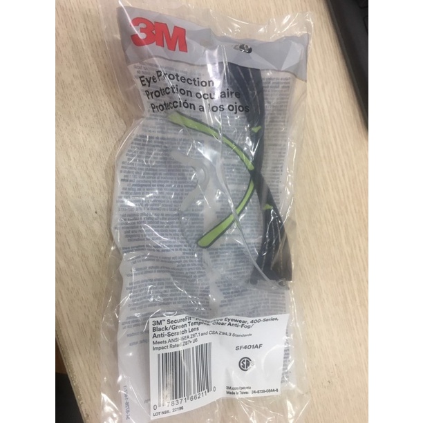 Kính bảo hộ 3M Secure Fit SF401AF siêu nhẹ siêu bền