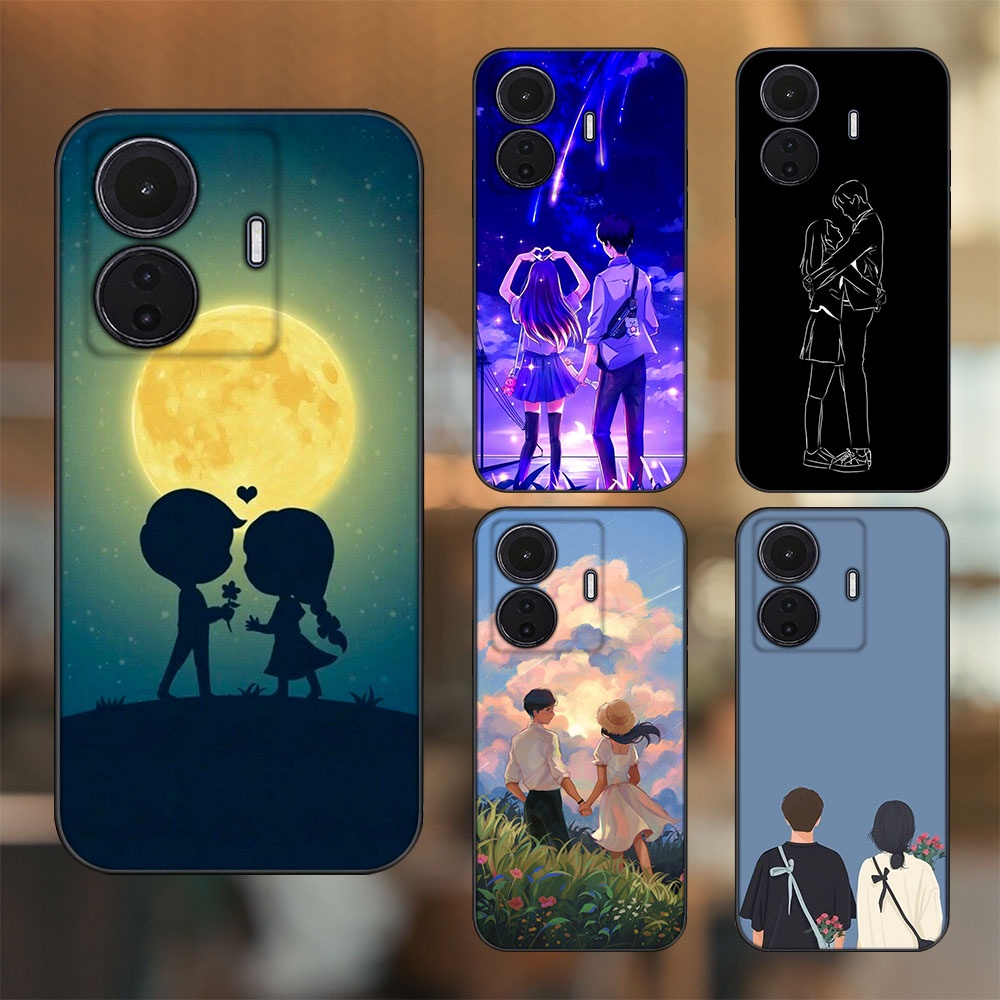 Ốp lưng Vivo T1 5G viền đen in hình Tình Yêu Cặp Đôi Couple Dễ Thương