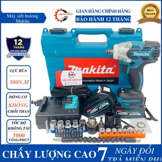 Máy siết bulong Makita 199V tặng bộ phụ kiện, máy siết bulong không chổi than 2 trong 1