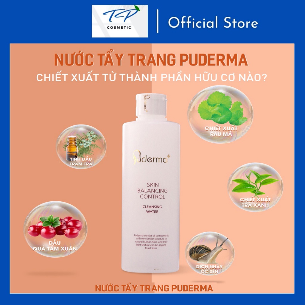 Nước Tẩy Trang PUDERMA SKIN BALANCING CONTROL CLEANSING WATER: Dưỡng ẩm, làm sạch bụi bẩn, bã nhờn, mịn da.