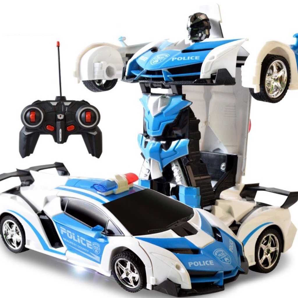 Xe ô tô điều khiển từ xa xe cảnh sát biến hình thành Robot siêu nhân hàng loại I có kèm sạc
