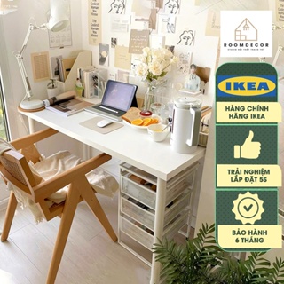 Bàn Làm Việc IKEA Lắp Ráp Thông Minh Màu Trắng Decor Phòng