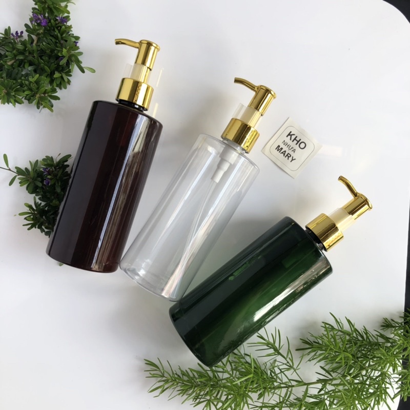 CHAI NHỰA XANH VÒI VOI CHIẾT DẦU GỘI - Chai PET vòi nhấn nhỏ giọt pump chiết Mỹ phẩm 100ml / 250ml / 300ml đựng Sữa tắm