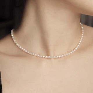 Vòng cổ LISAKIM choker phối kiểu trai gạo 4 li mix hạt 8 li