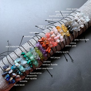  7 Luân Xa Chip Hạt Vòng Tay Dây Có Thể Điều Chỉnh Dây Đen Vòng Tay May Mắn Malachite Aquamarine Citrine Opal Trang Sức 1pc 
