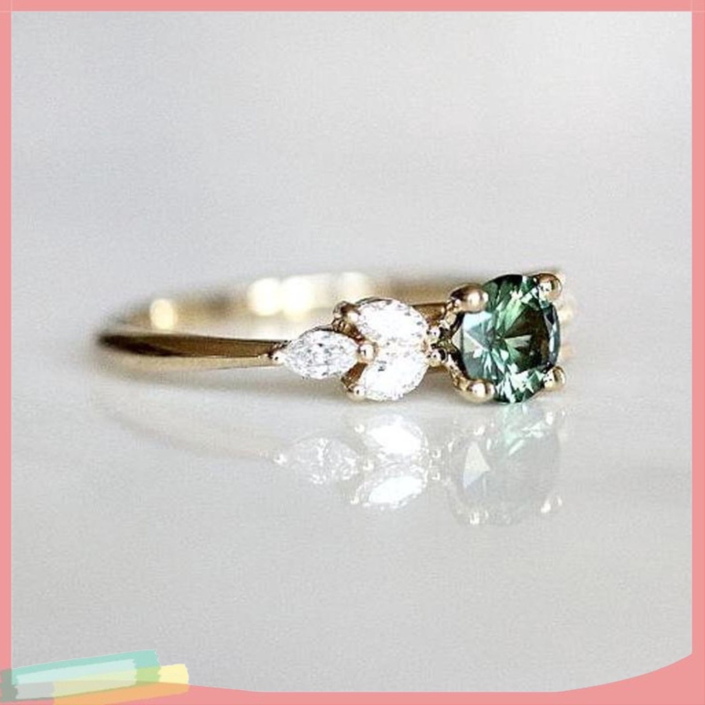 Nhẫn hợp kim mạ bạc trang trí đá zircon thời trang cho nữ