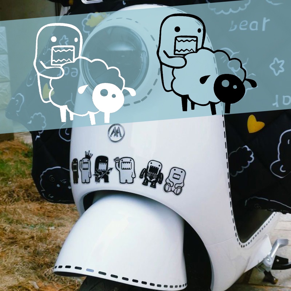Domo-kun Phim hoạt hình dễ thương Xe máy Thân xe Motocross Kính chắn gió Dán JDM Phong cách Cửa sổ kính chắn gió Cửa trang trí Decal