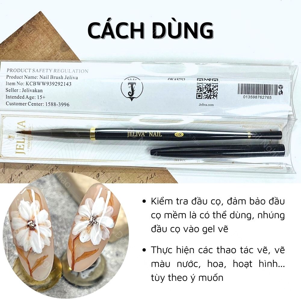 Cọ vẽ màu nước nail Jeliva NGHI THẢO số 08