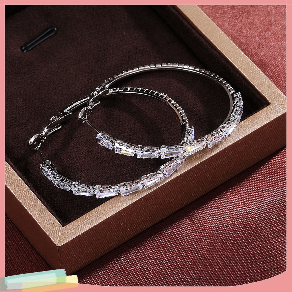 Đôi Khuyên Tai HìNh VòNg TròN LớN LấP LáNh ThờI Trang Cho Nữ