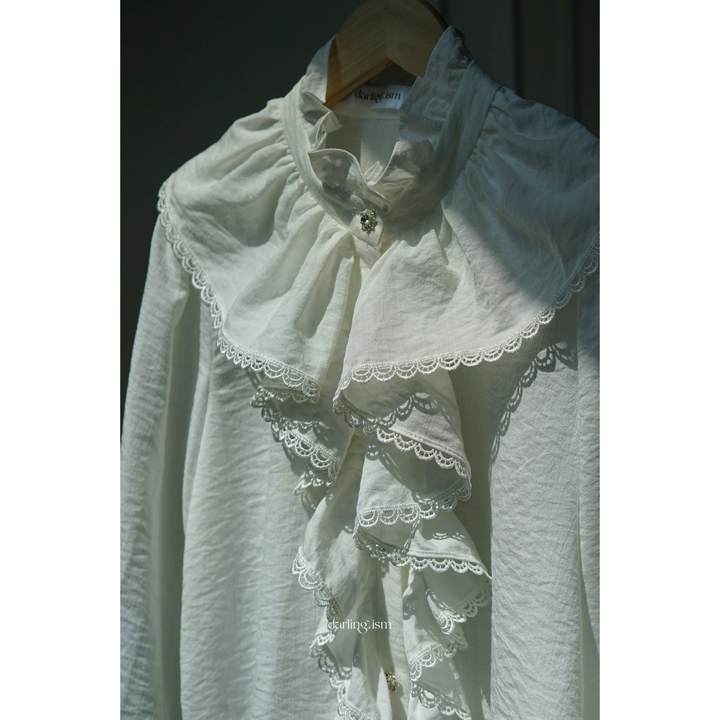 DARLING.ISM - Áo kiểu tay phồng dài phối ren tiểu thư Crystal shirt