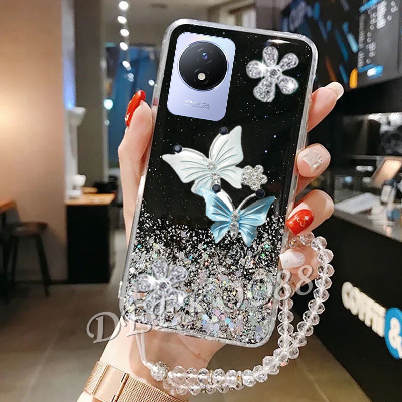 Ốp Điện Thoại Gel Kim Tuyến Hình Bướm Cho VIVO V25 Pro V25e Y02 Y02S Y16 Y22 Y22S Y30 Y35 Y55 Y55 + Y75 Y77 5G 4G