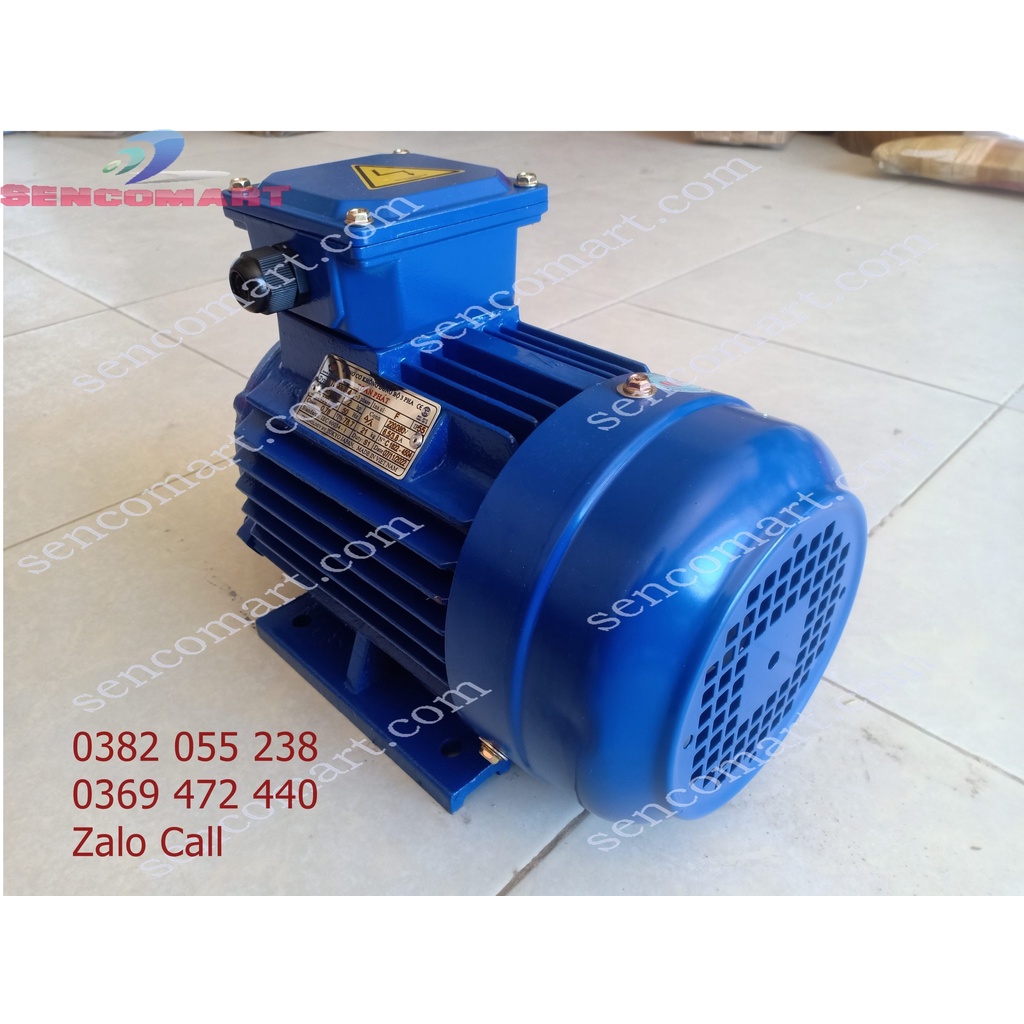 Motor 1,5kw iện 3 pha 380v 1400v/p, dây đồng chính hãng bảo hành 12 tháng