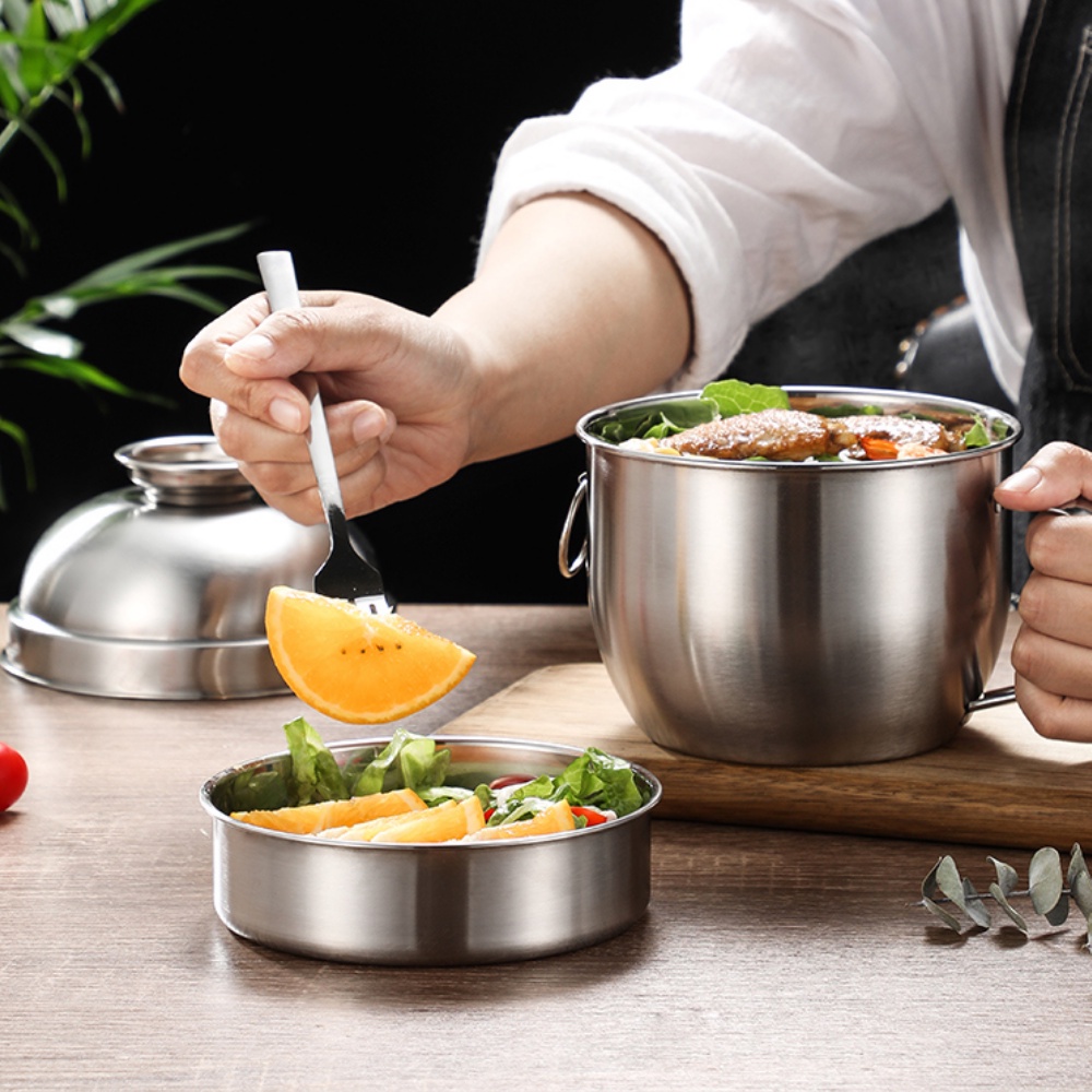 ModernHome Bát mì gia dụng bằng thép không gỉ 304 súp thực phẩm Hộp đựng trái cây có nắp đậy