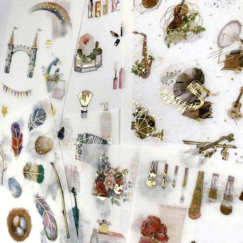 Set 6 tờ sticker nhũ trang trí planner STG085