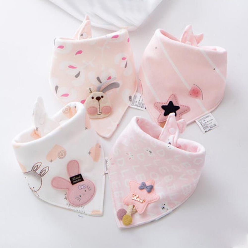 Set 4 Yếm Ăn Cotton Xinh Xắn Dành Cho Các Bé