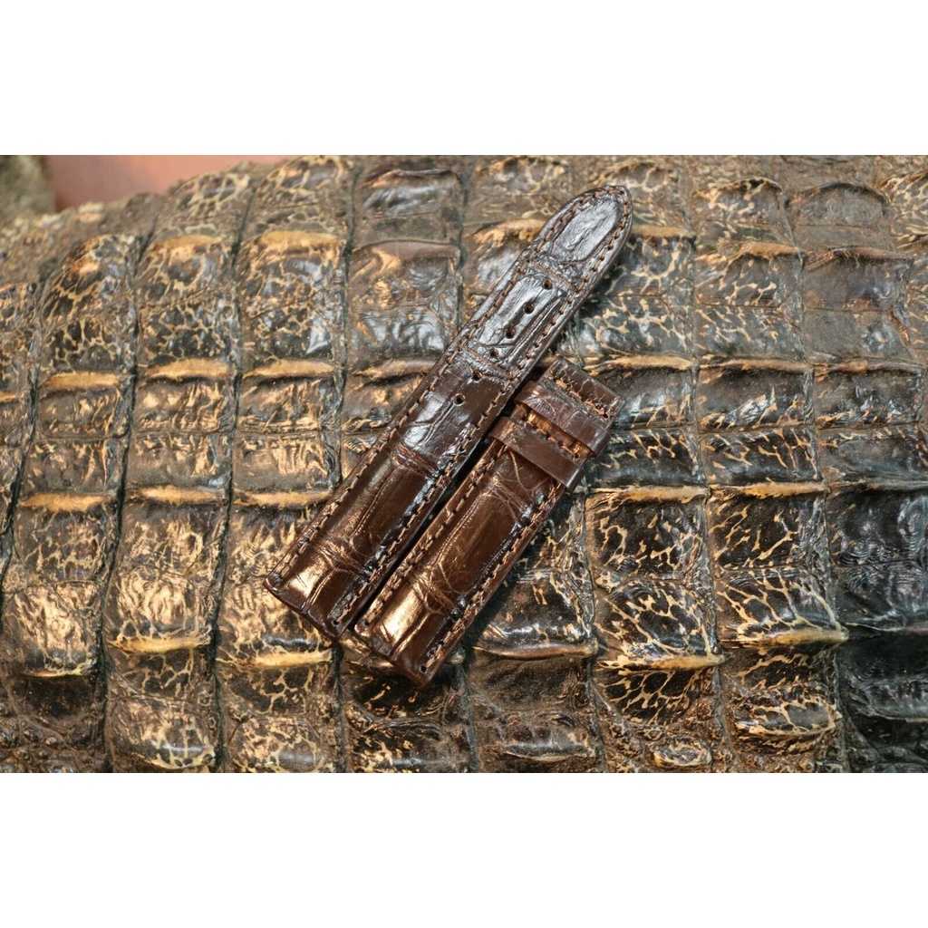 Dây đồng hồ da cá sấu may máy 16/18/20/22mm  Cá Sấu Thành Vinh