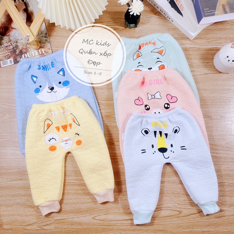 Quần nỉ xốp dày dặn mềm mại ấm áp cho bé