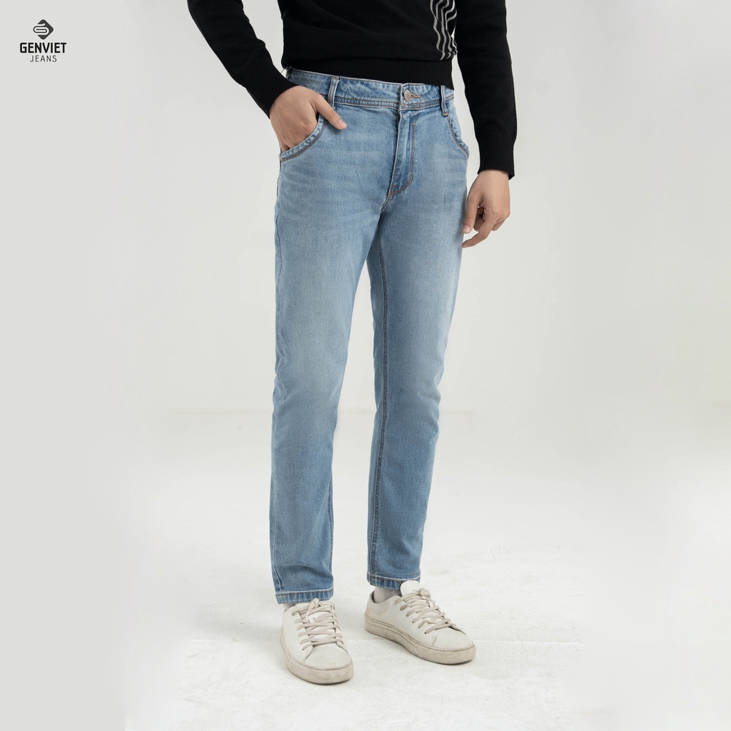 [Mã FATOP12 giảm 30K đơn 150K] Quần Jeans Nam Genviet Trơn Basic Chất Bò Denim Cao Cấp T1108J8065