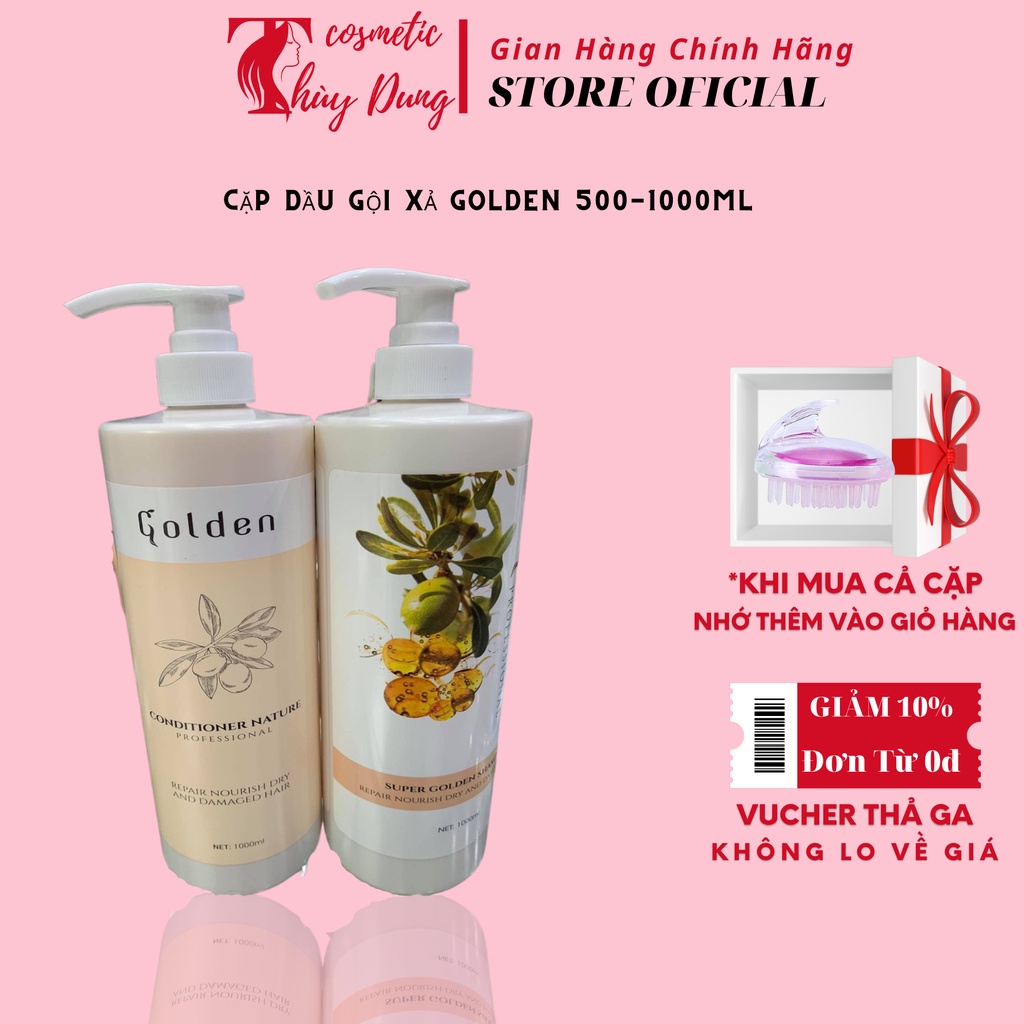 Cặp Dầu Gội Dầu Xả Golden - Thảo Dược Phục Hồi Tóc Hư Tổn, Khô Sơ Gãy Rụng, Kích Thích Mọc Tóc, Mềm Mượt, Hương Thơm