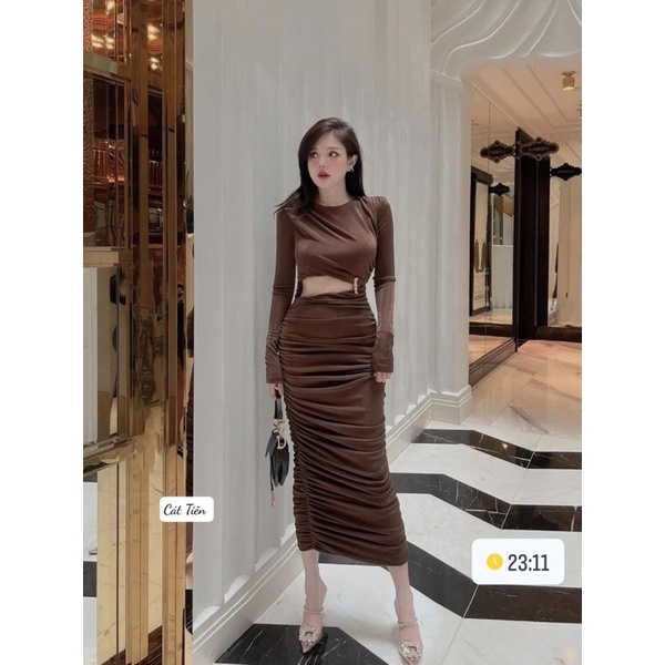 Đầm dài hở eo đi tiệc sang trọng