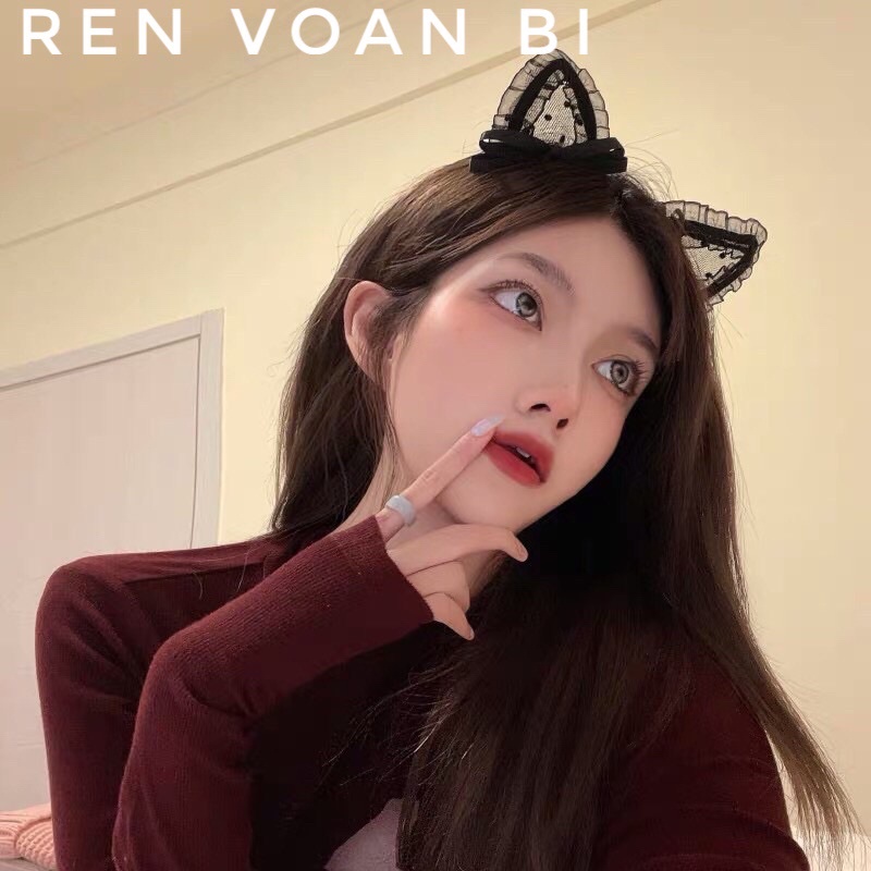 Bờm tai mèo, cài tóc ren tổng hợp