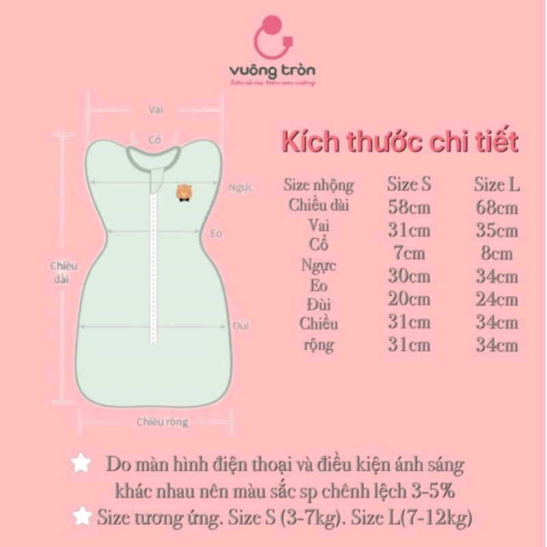 Nhộng chũn cho bé cao cấp Vuông Tròn