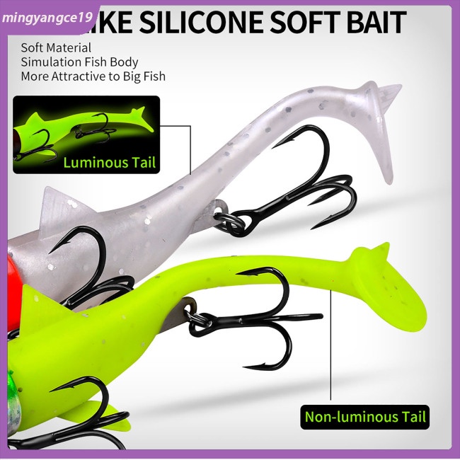 Mồi Câu Cá Giả Hình Chữ T Kèm Móc Câu Dài Mềm Mại Chuyên Dụng