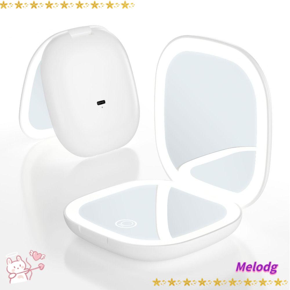 Gương Trang Điểm Mini Bỏ Túi Có Đèn Led Phóng To 5X Màu Hồng