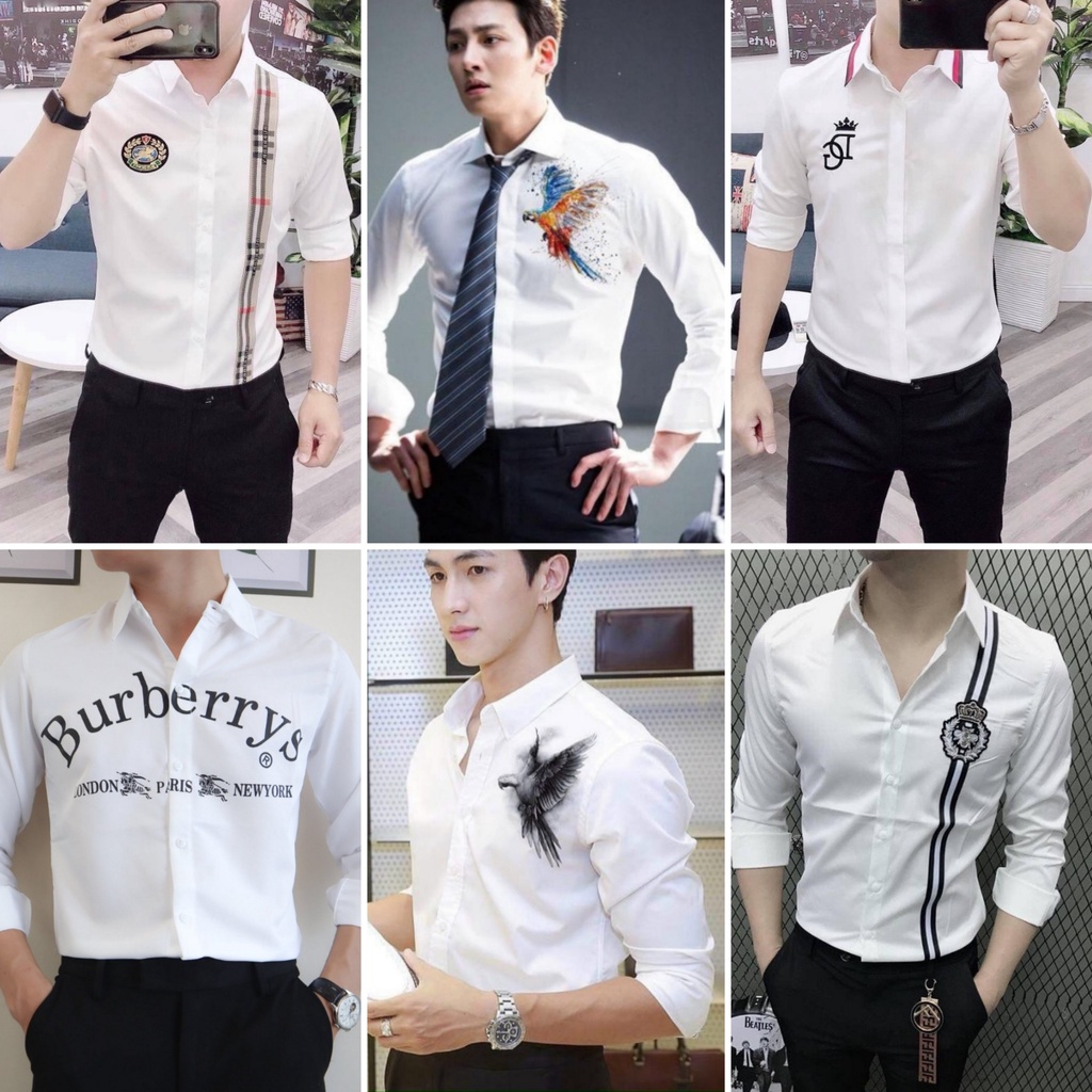 💥Áo sơ mi trắng nam tay dài cao cấp, áo sơ mi lụa nam kiểu hàn quốc họa tiết siêu đẹp sang trọng thời trang