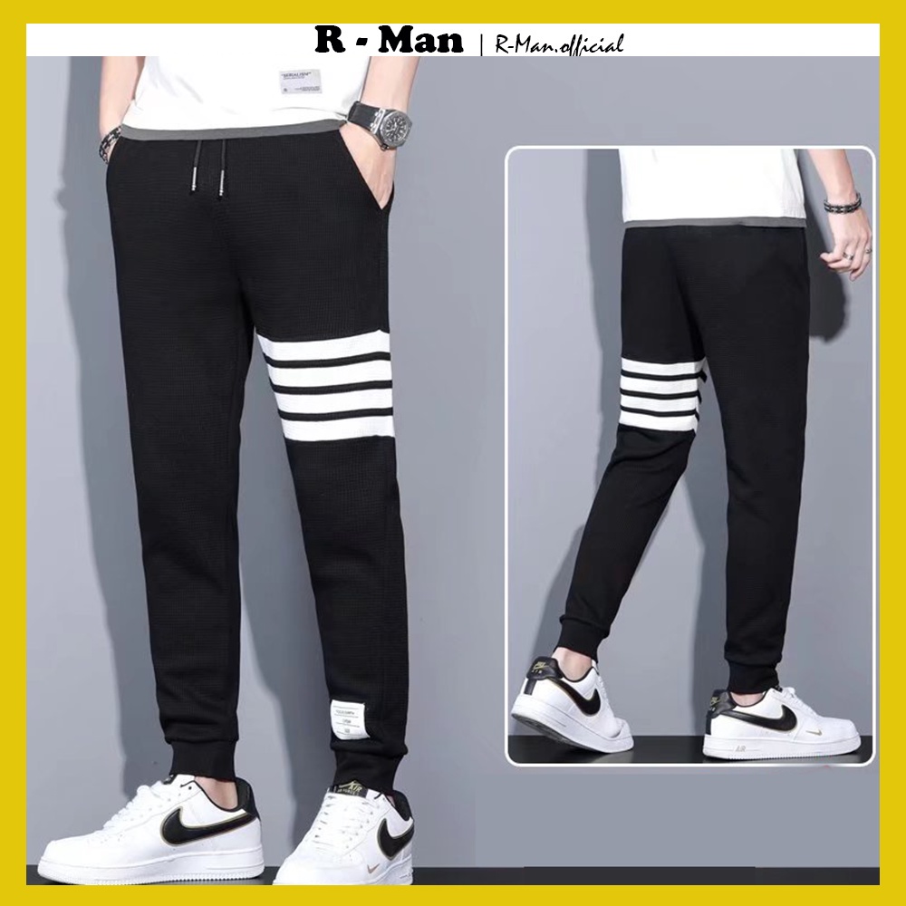 Quần jogger thể thao nam chất umi , quần thể thao nam kẻ viền 4 sọc bo gấu phong cách trẻ trung cá tính - Rman