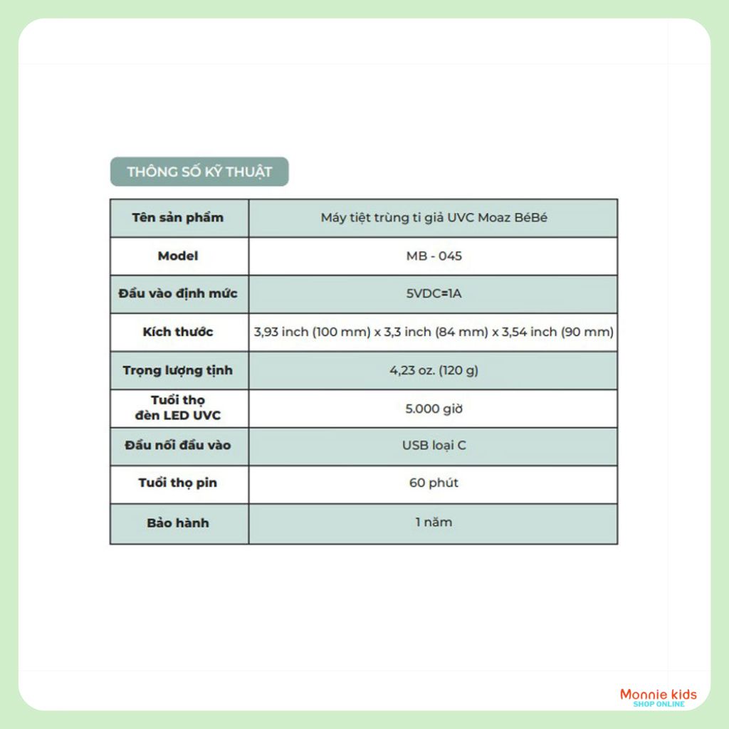 Máy tiệt trùng ti giả núm ti cho bé UVC LED Moaz Bebe MB045