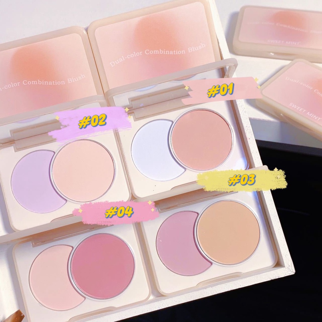 Phấn má 2 màu SWEET MINT Dual-color Combination Blush xinh xắn mịn mượt sweetmint SWMI18 SWMI37