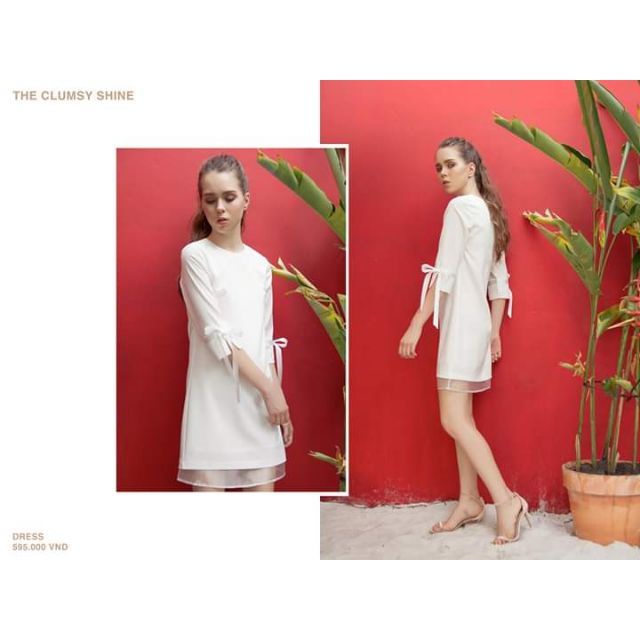 Đầm basic viền chân tay nơ Marc sz S